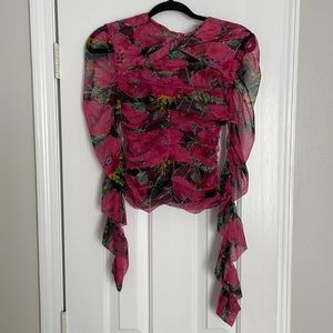 Zara Printed Drape Tulle Top